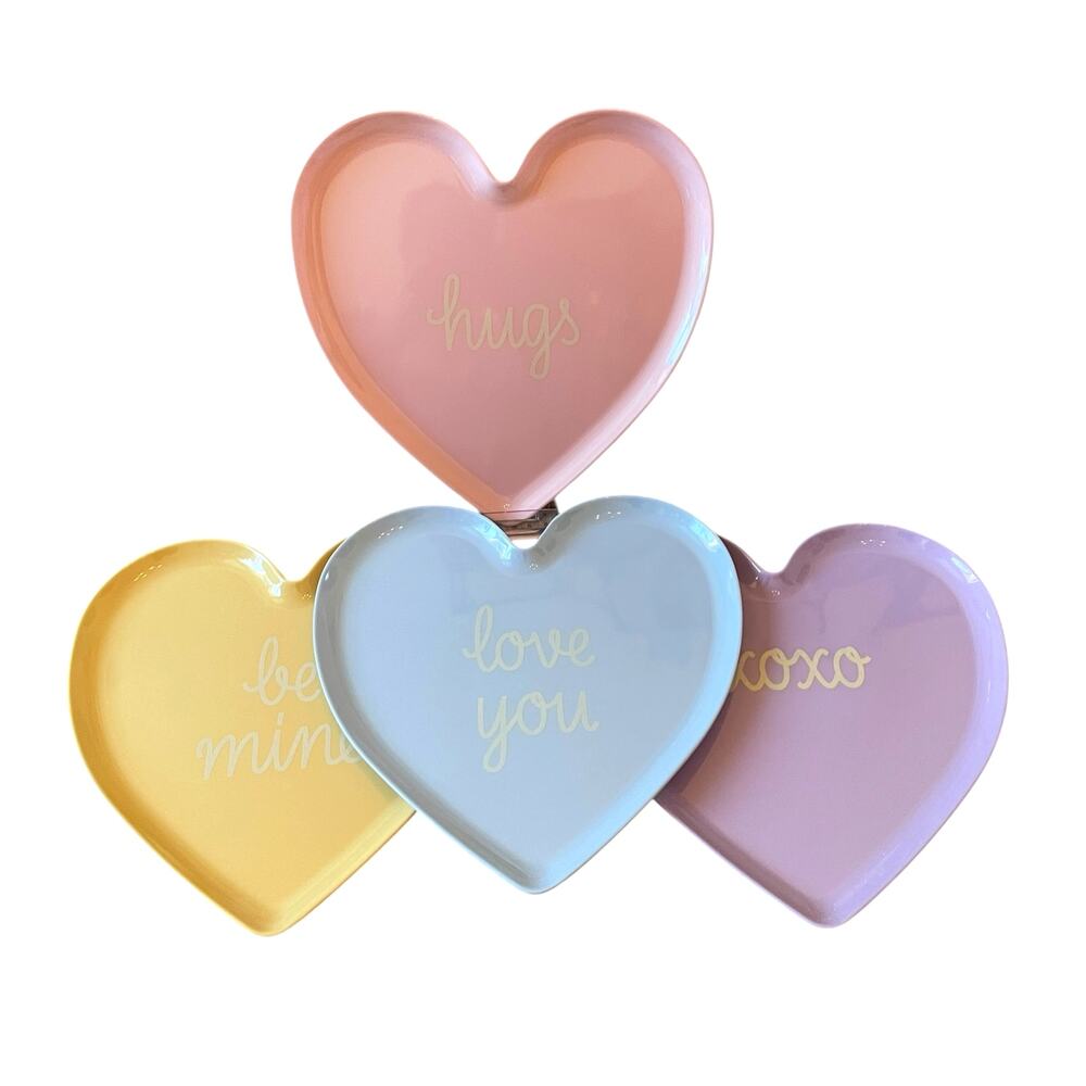 4pc Cupcakes & Cashmere Valentine Conversation Heart Melamine Plates 9.5in New